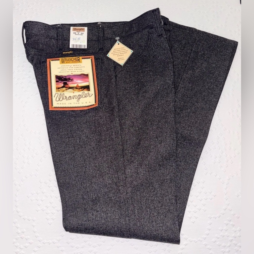 WRANGLER Men's NEW Vintage Wrancher 82HK Bootcut Pants 36"W X 34”L Grey Trousers